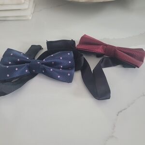 Classic Navy and Burgundy Bow Tie Set